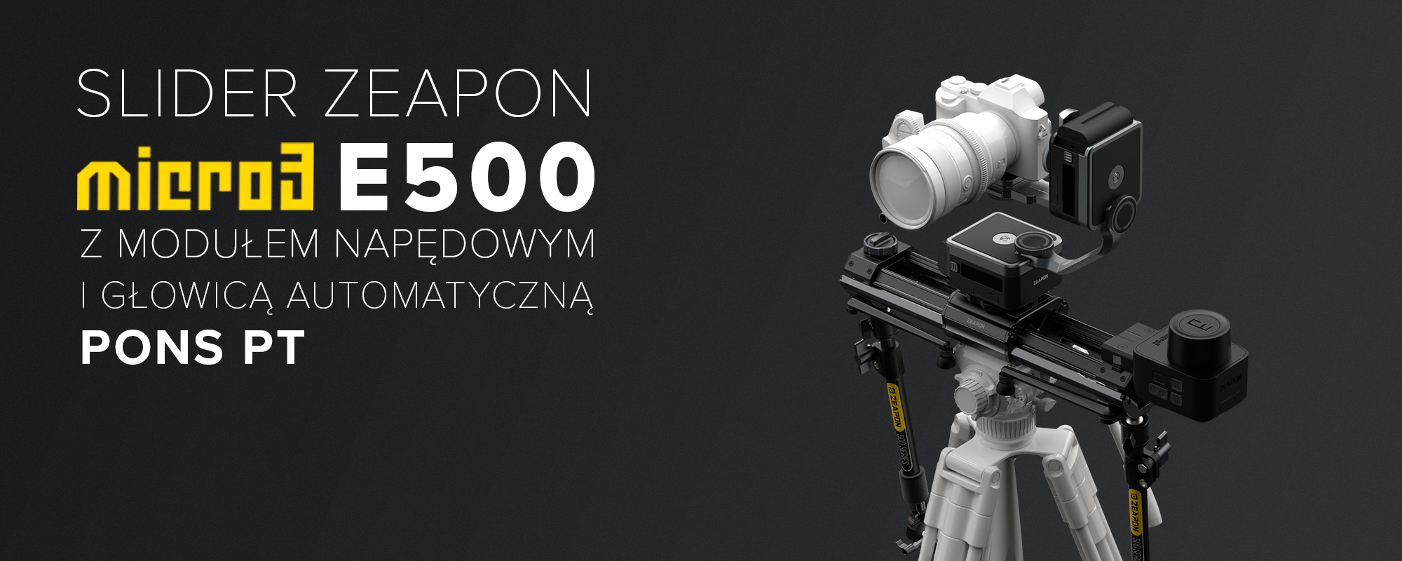 Slider Zeapon Micro 3 E500 z modułem napędowym i głowicą automatyczną Pons PT